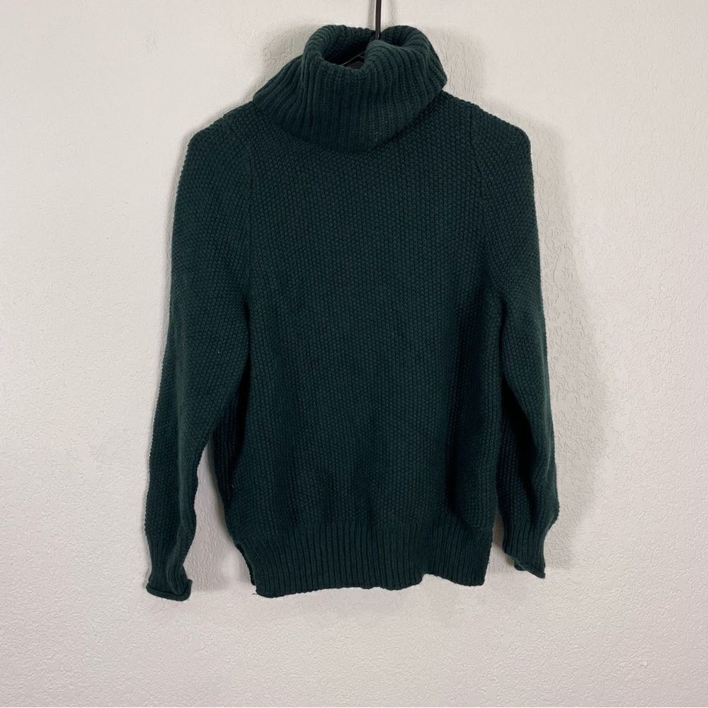 Madewell Dark Green Textured Knit Merino Wool Blend Turtleneck Sweater XS